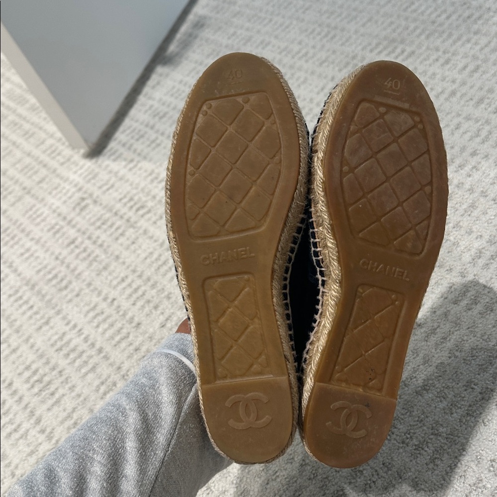 Chanel Espadrille 40 Velvet Cap Toe CC Monogram Flats CC-0712N-0004 - Picture 6 of 12